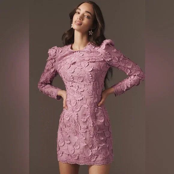 Helsi Christy Long-Sleeve Appliqué Mini Dress Orchid - Picture 2 of 7